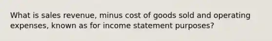 What is sales revenue, minus cost of goods sold and operating expenses, known as for income statement purposes?