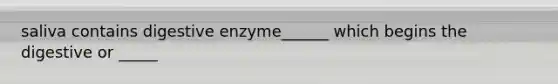 saliva contains digestive enzyme______ which begins the digestive or _____
