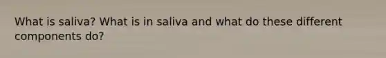 What is saliva? What is in saliva and what do these different components do?