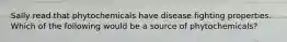 Sally read that phytochemicals have disease fighting properties. Which of the following would be a source of phytochemicals?