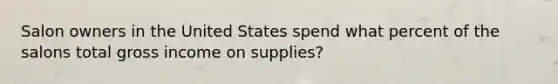 Salon owners in the United States spend what percent of the salons total gross income on supplies?