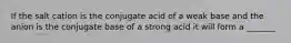 If the salt cation is the conjugate acid of a weak base and the anion is the conjugate base of a strong acid it will form a _______