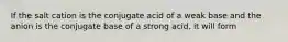 If the salt cation is the conjugate acid of a weak base and the anion is the conjugate base of a strong acid, it will form