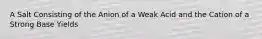 A Salt Consisting of the Anion of a Weak Acid and the Cation of a Strong Base Yields