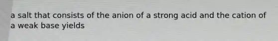 a salt that consists of the anion of a strong acid and the cation of a weak base yields