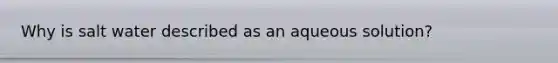 Why is salt water described as an aqueous solution?
