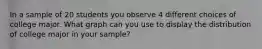 In a sample of 20 students you observe 4 different choices of college major. What graph can you use to display the distribution of college major in your sample?