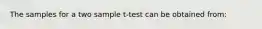 The samples for a two sample t-test can be obtained from: