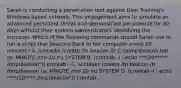 Sarah is conducting a penetration test against Dion Training's Windows-based network. This engagement aims to simulate an advanced persistent threat and demonstrate persistence for 30 days without their system administrators identifying the intrusion. Which of the following commands should Sarah use to run a script that beacons back to her computer every 20 minutes? A. schtasks /create /tn beacon /tr C:tempbeacon.bat /sc MINUTE /mo 20 /ru SYSTEM B. (crontab -l ; echo "**/20***** /tmp/beacon")| crontab - C. schtasks /create /tn beacon /tr /tmp/beacon /sc MINUTE /mo 20 /ru SYSTEM D. (crontab -l ; echo "***/20**** /tmp/beacon")| crontab -