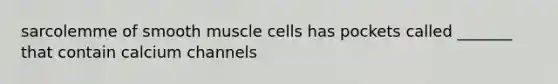 sarcolemme of smooth muscle cells has pockets called _______ that contain calcium channels