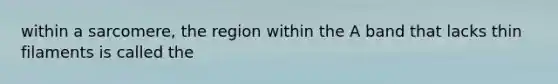 within a sarcomere, the region within the A band that lacks thin filaments is called the