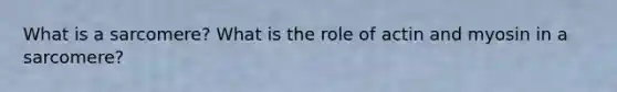 What is a sarcomere? What is the role of actin and myosin in a sarcomere?