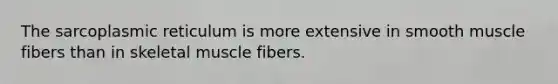 The sarcoplasmic reticulum is more extensive in smooth muscle fibers than in skeletal muscle fibers.