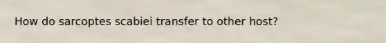 How do sarcoptes scabiei transfer to other host?