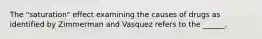 The "saturation" effect examining the causes of drugs as identified by Zimmerman and Vasquez refers to the ______.