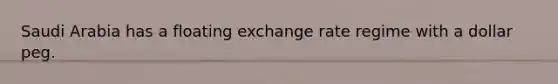 Saudi Arabia has a floating exchange rate regime with a dollar peg.