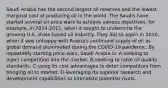 Saudi Arabia has the second largest oil reserves and the lowest marginal cost of producing oil in the world. The Saudis have started several oil price wars to achieve various objectives, for example, in 2014-2015, when it sought to undermine the growing U.S. shale-based oil industry. They did so again in 2020, when it was unhappy with Russia's continued supply of oil as global demand plummeted during the COVID-19 pandemic. By repeatedly starting price wars, Saudi Arabia is: A-seeking to inject competition into the market. B-seeking to raise oil quality standards. C-using its cost advantages to deter competitors from bringing oil to market. D-leveraging its superior research and development capabilities to intimidate potential rivals.