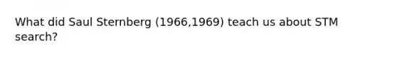 What did Saul Sternberg (1966,1969) teach us about STM search?