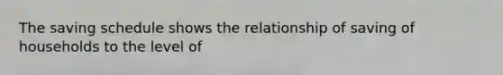 The saving schedule shows the relationship of saving of households to the level of