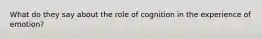 What do they say about the role of cognition in the experience of emotion?