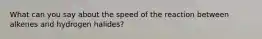 What can you say about the speed of the reaction between alkenes and hydrogen halides?