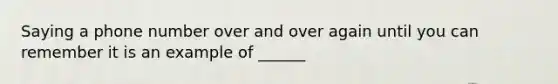 Saying a phone number over and over again until you can remember it is an example of ______