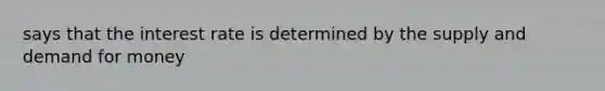 says that the interest rate is determined by the supply and demand for money