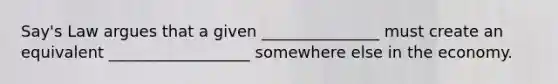 Say's Law argues that a given _______________ must create an equivalent __________________ somewhere else in the economy.