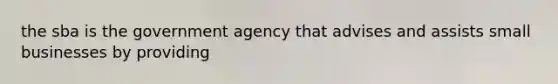 the sba is the government agency that advises and assists small businesses by providing