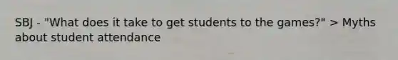 SBJ - "What does it take to get students to the games?" > Myths about student attendance