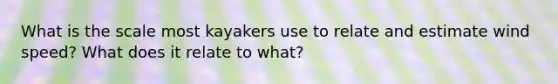 What is the scale most kayakers use to relate and estimate wind speed? What does it relate to what?