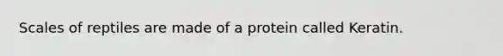 Scales of reptiles are made of a protein called Keratin.