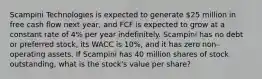 Scampini Technologies is expected to generate 25 million in free cash flow next year, and FCF is expected to grow at a constant rate of 4% per year indefinitely. Scampini has no debt or preferred stock, its WACC is 10%, and it has zero non-operating assets. If Scampini has 40 million shares of stock outstanding, what is the stock's value per share?