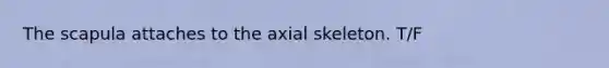 The scapula attaches to the axial skeleton. T/F