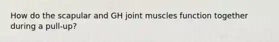 How do the scapular and GH joint muscles function together during a pull-up?