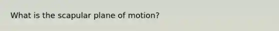 What is the scapular plane of motion?