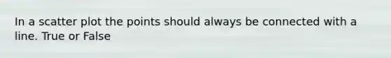 In a scatter plot the points should always be connected with a line. True or False