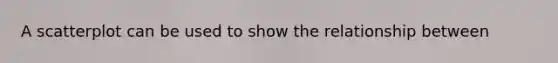 A scatterplot can be used to show the relationship between