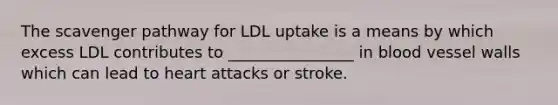 The scavenger pathway for LDL uptake is a means by which excess LDL contributes to ________________ in blood vessel walls which can lead to heart attacks or stroke.