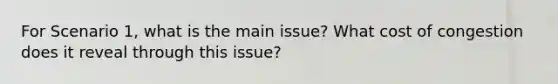 For Scenario 1, what is the main issue? What cost of congestion does it reveal through this issue?