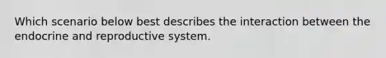 Which scenario below best describes the interaction between the endocrine and reproductive system.