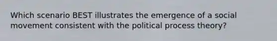 Which scenario BEST illustrates the emergence of a social movement consistent with the political process theory?