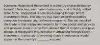 Scenario: Happyland Happyland is a country characterized by beautiful beaches, vast natural resources, and a highly skilled labor force. Happyland is now encouraging foreign direct investment flows. The country has been exporting textiles, computer hardware, and software programs. The net result of the trade is that Happyland exports far more goods and services and receives more income from abroad than it imports and pays abroad. If Happyland is successful in attracting foreign direct investment, transactions involving those investments would appear in the country's ________ account.