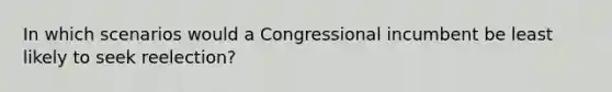 In which scenarios would a Congressional incumbent be least likely to seek reelection?