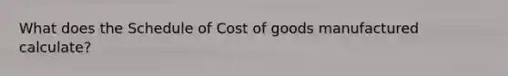 What does the Schedule of Cost of goods manufactured calculate?