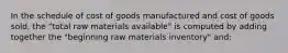 In the schedule of cost of goods manufactured and cost of goods sold, the "total raw materials available" is computed by adding together the "beginning raw materials inventory" and: