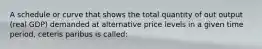 A schedule or curve that shows the total quantity of out output (real GDP) demanded at alternative price levels in a given time period, ceteris paribus is called: