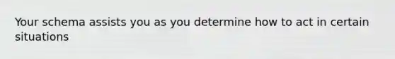 Your schema assists you as you determine how to act in certain situations