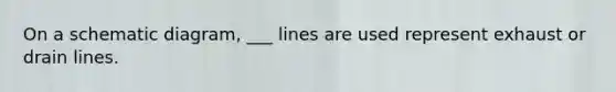 On a schematic diagram, ___ lines are used represent exhaust or drain lines.