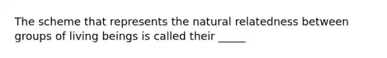 The scheme that represents the natural relatedness between groups of living beings is called their _____